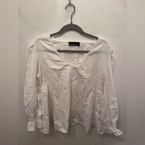 Pomander Place V Neck Puff Sleeve Blouse Cotton Medium